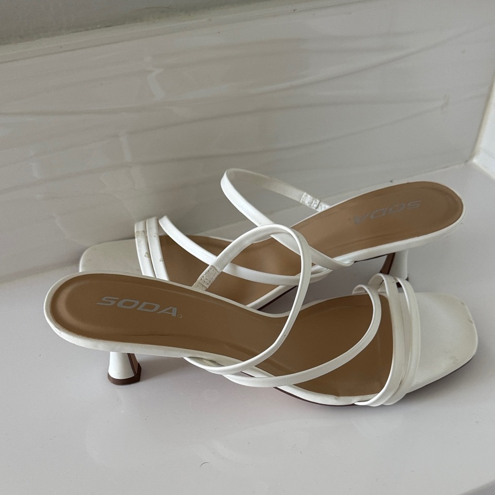 Soda Women's Elegant White Heels